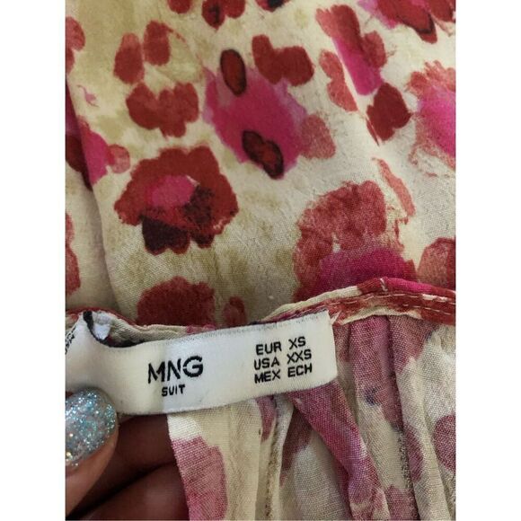 Mango pleated  pink floral print Midi Skirt Size XXS - Picture 11 of 12